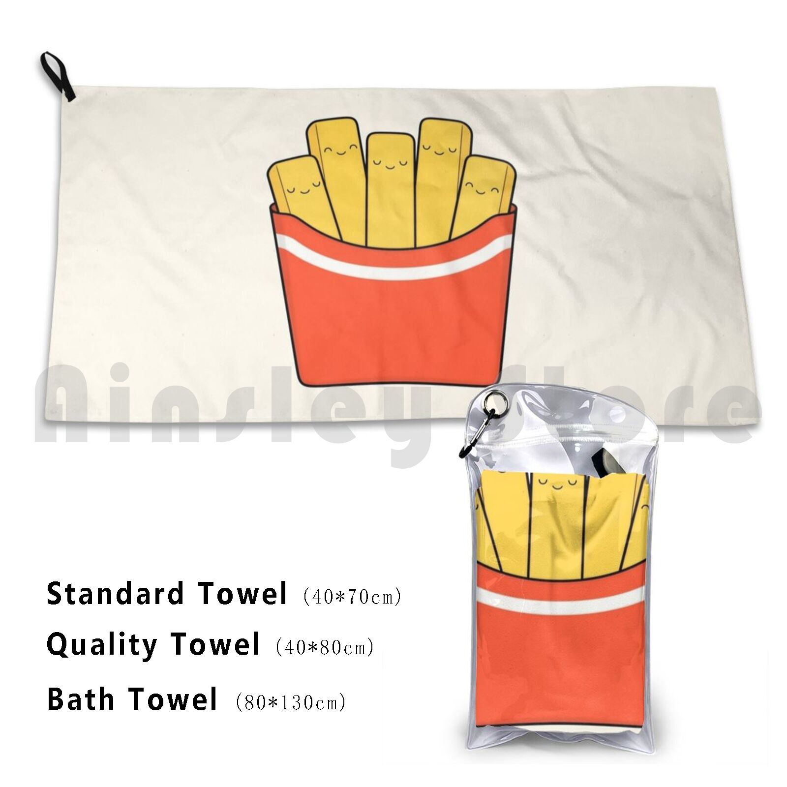 Yummy Food Snacks - Best Fries Bath Towel Beach Cushion
