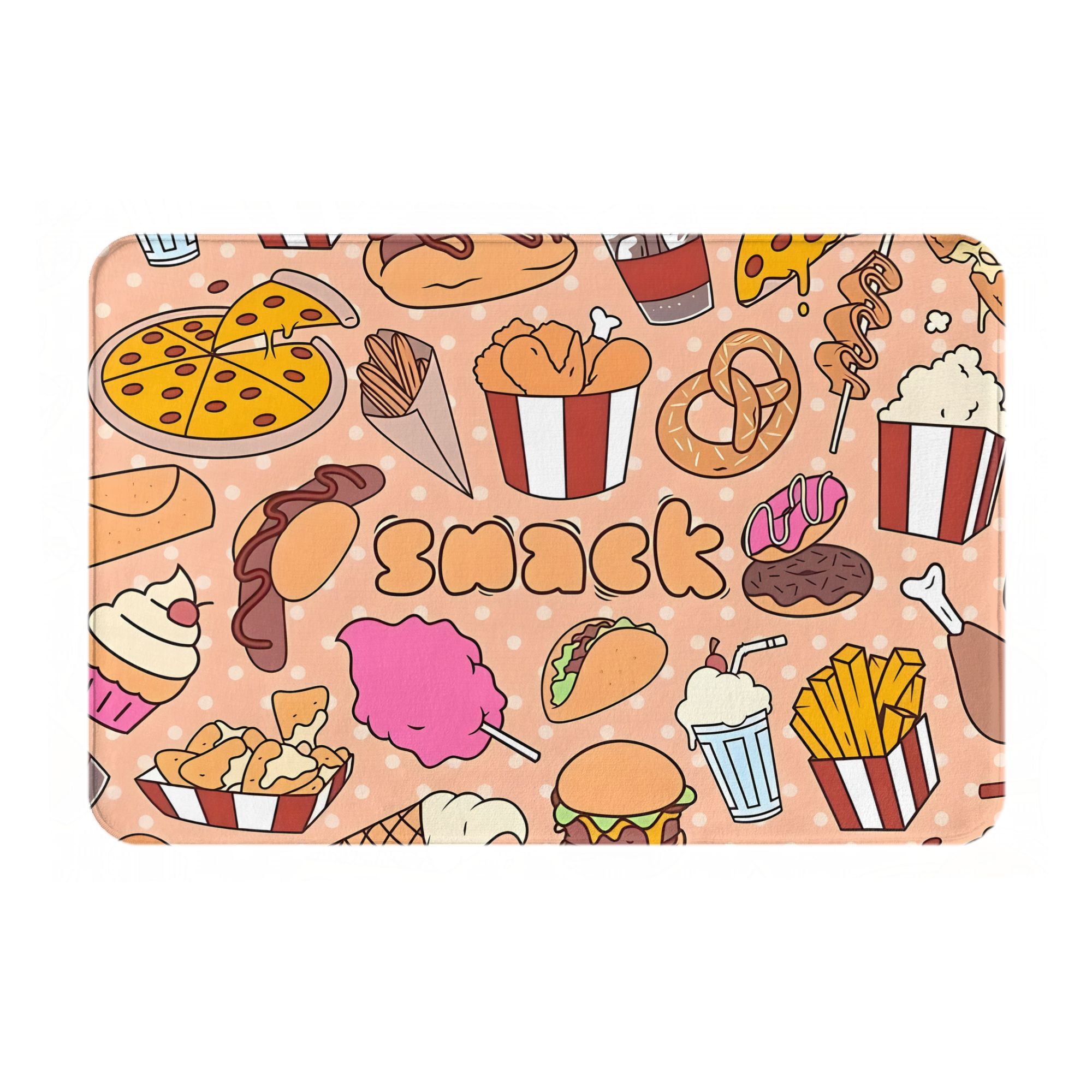 Cartoon Snack Food Doormat Kaw - Food Snacks Background recension och pris