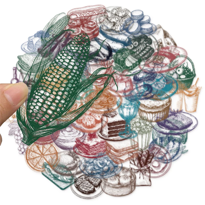 50PCS Retro Food Stickers Set  - Yummy Food Snacks recension och pris