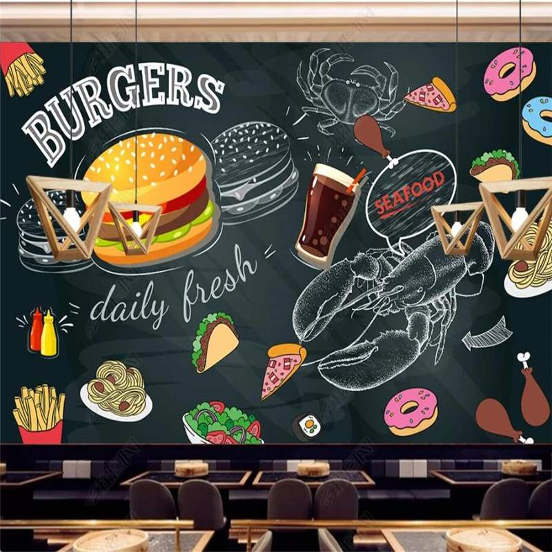 Blackboard Hand Painted Burger - Food Snacks Background recension och pris