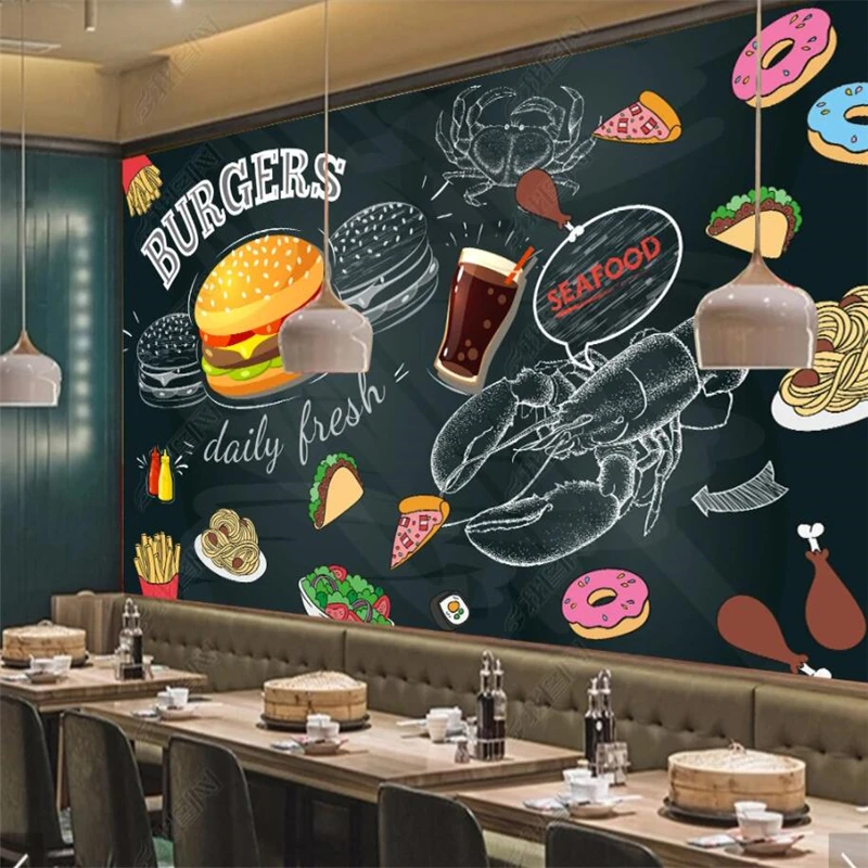 Blackboard Hand Painted Burger - Food Snacks Background recension och pris